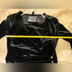 Forever 21 Black Velvet Women's 2 piece dress with diamanté floral buttons